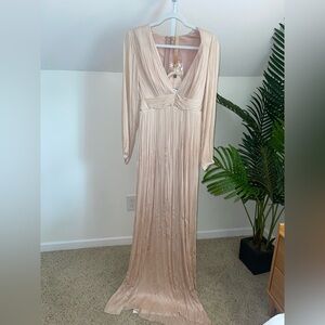 MARIA LUCIA HOHAN Inari plissé silk-tulle‎ gown in Nude 36F US 6